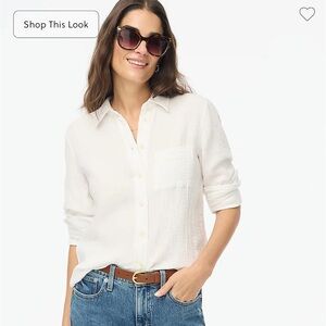 J. Crew Classic White Gauze Top